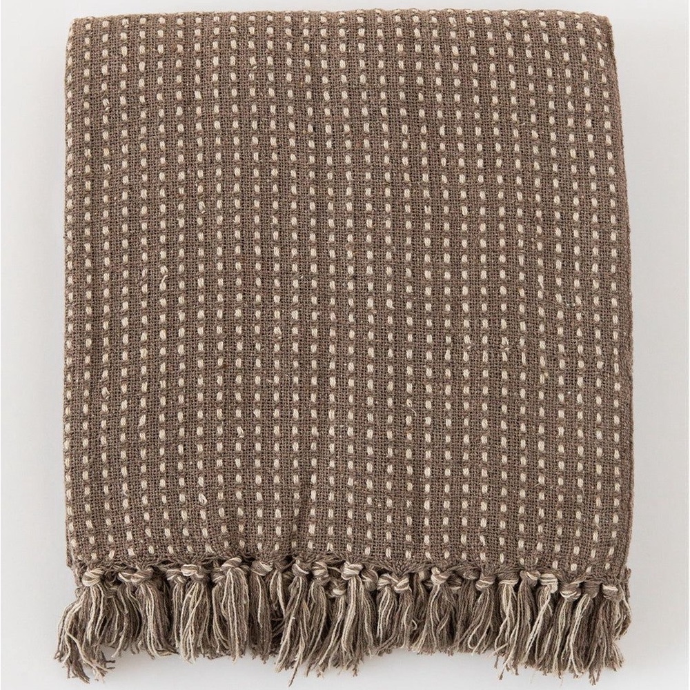 McGee & Co. Broken Weave Cotton Throw - Pom Pom at Home